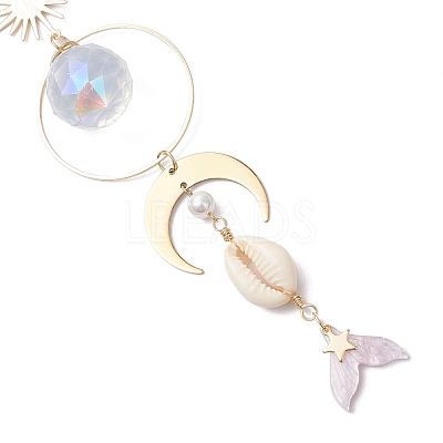 Fishtail Glass Hanging Ornaments HJEW-JM03173-1