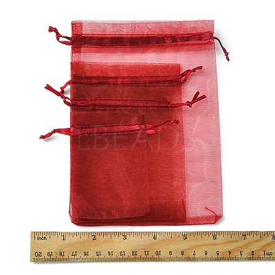 30Pcs 4 Styles Rectangle Organza Bags Jewellery Storage Pouches Wedding Favour Party Mesh Drawstring Gift OP-FS0001-01A-1