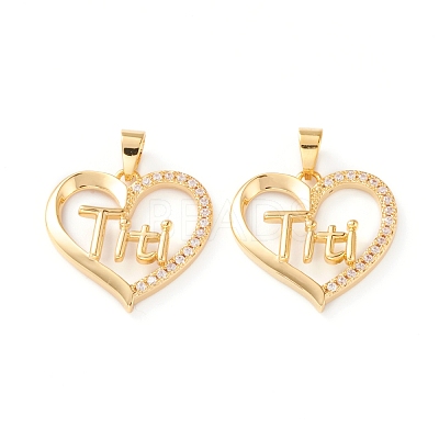 Brass Micro Pave Clear Cubic Zirconia Pendants ZIRC-Z007-12G-1