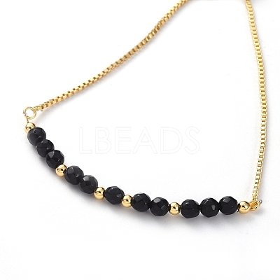 Adjustable Natural Dyed & Heated Black Agate Slider Bracelets BJEW-JB04929-01-1