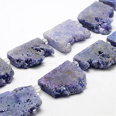Electroplated Natural Druzy Crystal Beads Strands G-N0257-01-1