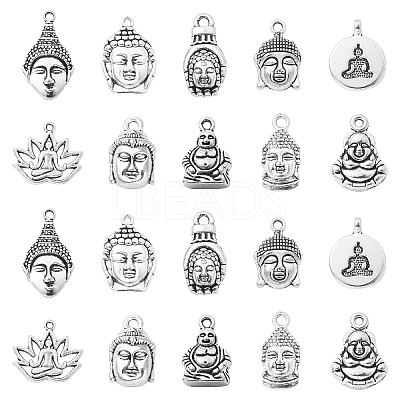 100Pcs 10 Styles Tibetan Style Zinc Alloy Charms TIBEP-CJ0003-08-1