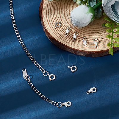 9Pcs 9 Style 925 Sterling Silver Clasps STER-BBC0001-17A-1
