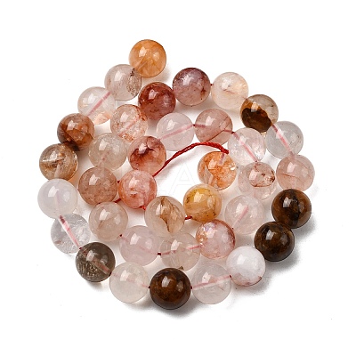 Natural Hematoid Quartz Round Beads Strands G-N0078-10mm-06-01-1