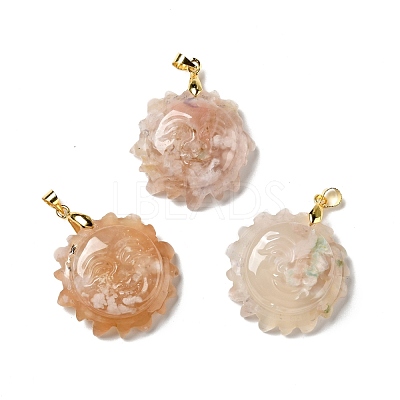 Natural Cherry Blossom Jasper Pendants G-E043-01A-10G-1