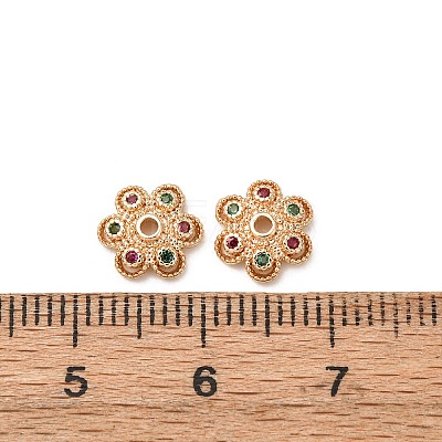 Brass Cubic Zirconia Bead Caps ZIRC-L105-03B-G-1