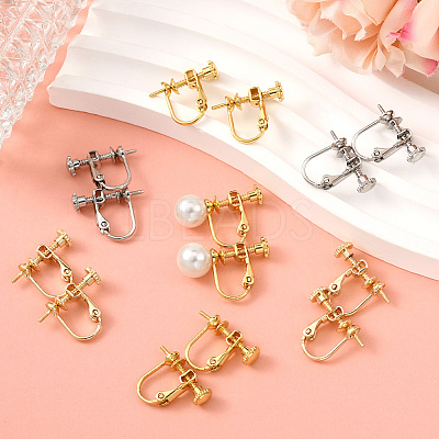 18Pcs 3 Colors Brass Clip-on Earring Findings KK-SC0006-61B-1