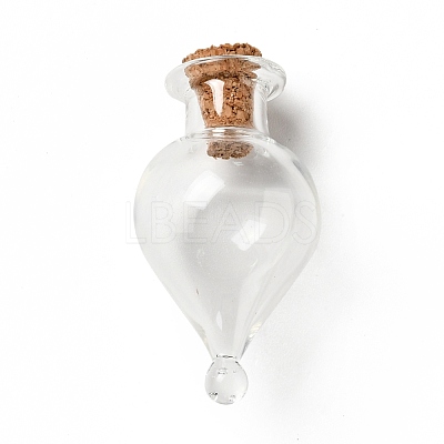 Teardrop Glass Cork Bottles Ornament AJEW-A039-01B-1