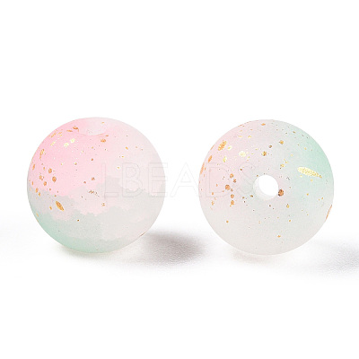 Frosted Baking Paint Crackle Glass Beads with Glitter Powder X1-DGLA-T004-01F-1