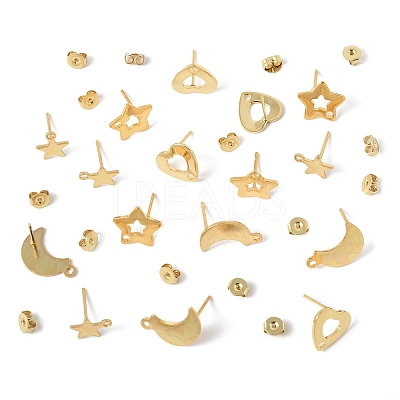 16Pcs 4 Styles 304 Stainless Steel Stud Earring Findings STAS-FS0001-85G-1