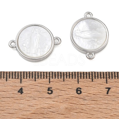 Rack Plating Brass & Natural White Shell Connector Charms SH-CBA6629-33P-1