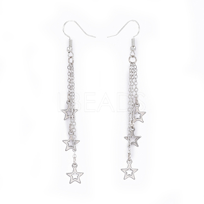 Brass Tassel Dangle Earrings X-EJEW-JE03303-1