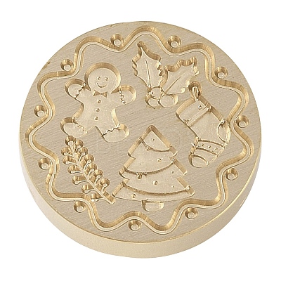 Christmas Series Wax Seal Brass Stamp Head AJEW-M037-01G-08-1