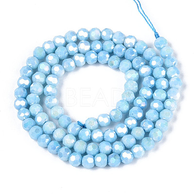 Anti-Tarnish Electroplate Glass Beads Strands LS-EGLA-T021-4mm-15-10-1