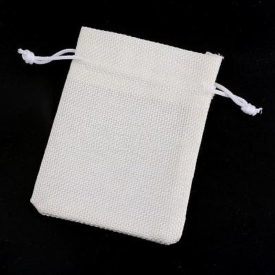 Polyester Imitation Burlap Packing Pouches Drawstring Bags ABAG-R005-14x10-21-1