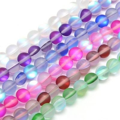 Synthetic Moonstone Beads Strands G-F142-6mm-M-1