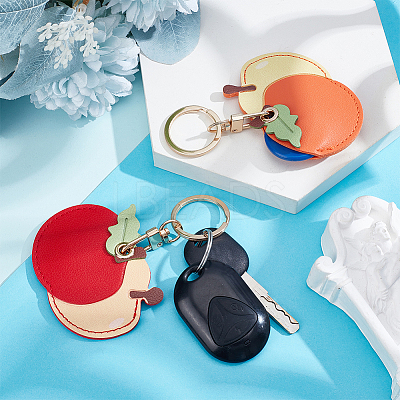 2Pcs 2 Colors Apple Imitation Leather Anti-Lost Protection Covers AJEW-NB0008-56-1