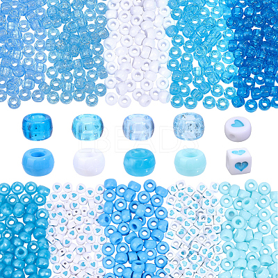 1200Pcs 10 Styles Opaque Plastic and  Opaque Acrylic Beads KY-PA0001-15B-1