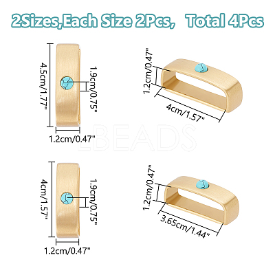 4Pcs 2 Style Brass with Synthetic Turquoise Loop Keepers KK-WR0001-08-1
