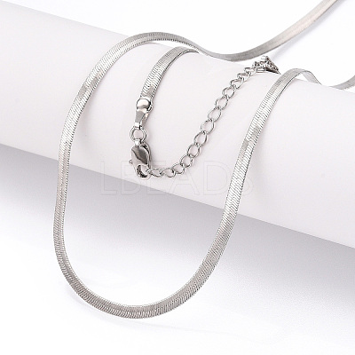 Brass Flat Snake Chain Necklaces for Women Men NJEW-N054-04P-1