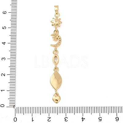 Tassel Brass Micro Pave Clear Cubic Zirconia Big Pendants KK-L271-01G-01-1