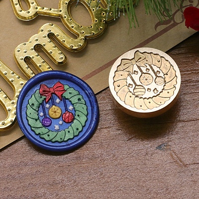 Christmas Series Wax Seal Brass Stamp Head AJEW-M037-01G-29-1