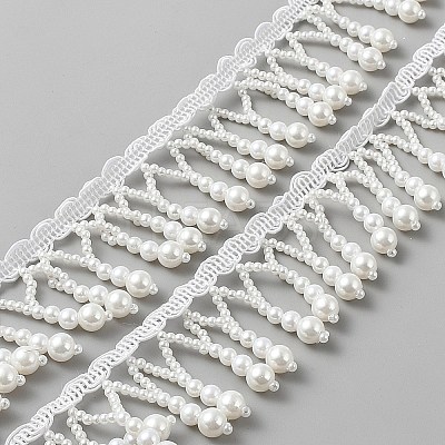 Plastic and Polyester Beaded Trim OCOR-WH0082-501-1