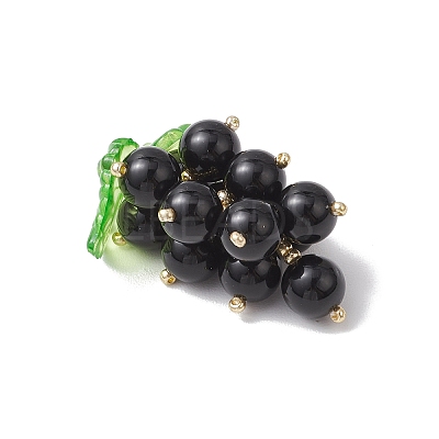 Natural Black Onyx(Dyed & Heated) Handmade Round Beaded Fruit Pendants PALLOY-MZ00791-03-1