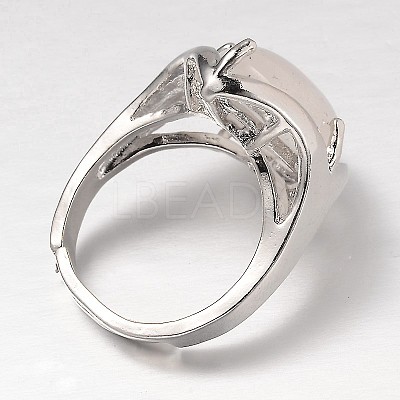Teardrop Platinum Tone Brass Gemstone Adjustable Wide Band Rings RJEW-L062-02B-1