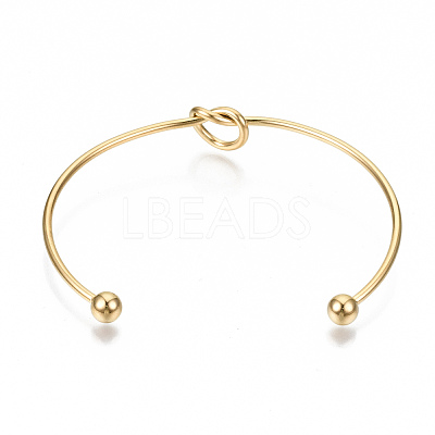 304 Stainless Steel Love Knot Cuff Bangle Making MAK-S073-001G-1