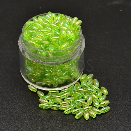 AB Color Plated Rice Electroplated Eco-Friendly Transparent Acrylic Beads X-PACR-I002-35-1