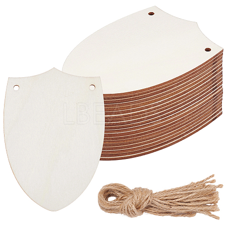 20Pcs Finished Wood Sheild Big Pendants FIND-SP0005-18-1