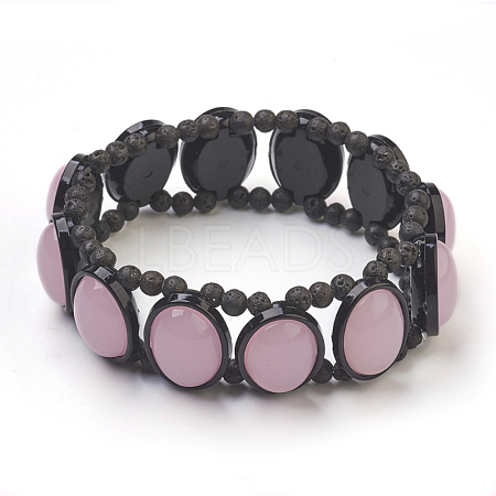 (Jewelry Parties Factory Sale)Natural Lava Rock Beads Stretch Bracelets BJEW-JB03854-01-1