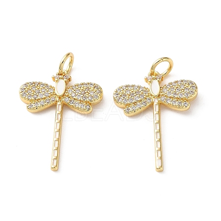 Brass Micro Pave Clear Cubic Zirconia Pendants CU-CBA03AF-08G-02-1