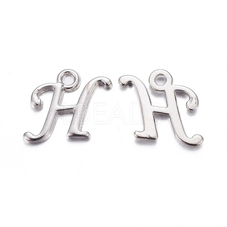 Platinum Plated Alloy Letter Pendants PALLOY-J718-01P-H-1
