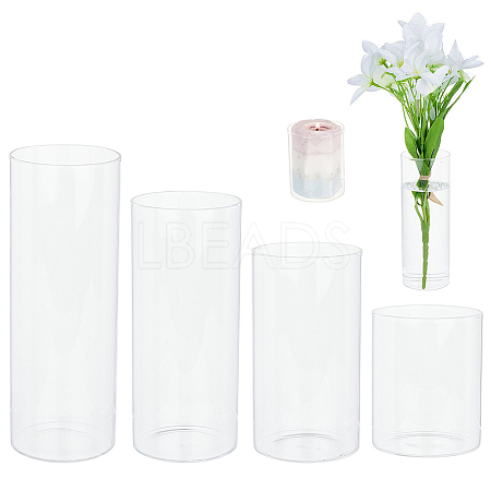 BENECREAT 4Pcs 4 Styles Column Glass Vase Ornaments GLAA-BC0001-23-1