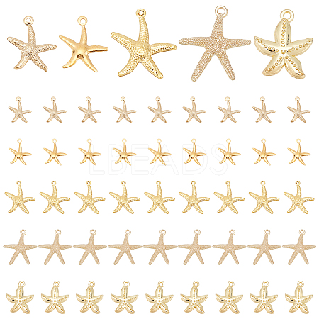 50Pcs 5 Style Iron & Alloy & Brass Pendants FIND-PH0005-62-1