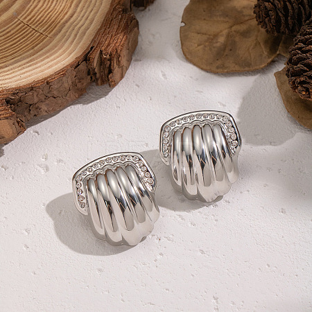 304 Stainless Steel Stripe Stud Earrings MQ5598-2-1