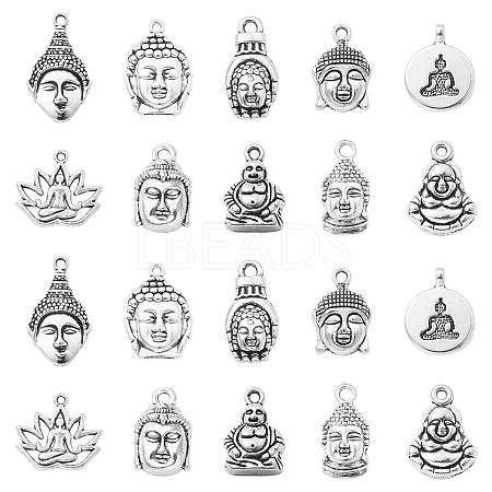 100Pcs 10 Styles Tibetan Style Zinc Alloy Charms TIBEP-CJ0003-08-1