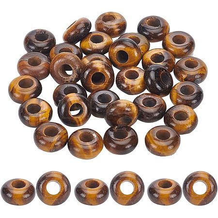 Natural Tiger Eye European Large Hole Beads G-NB0003-72B-04-1