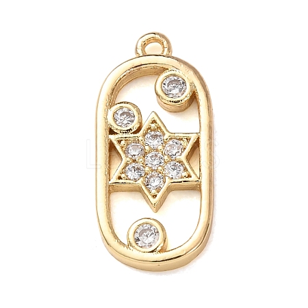 Brass Micro Pave Clear Cubic Zirconia Pendants KK-H294-03G-1