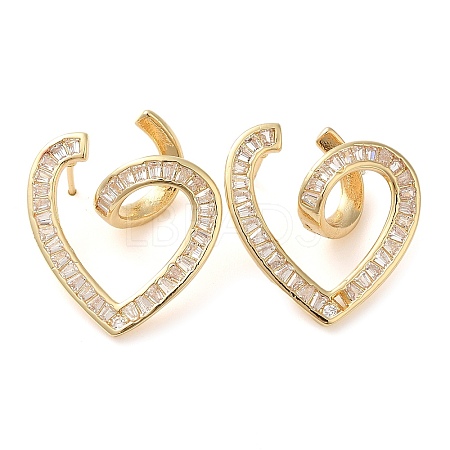 Brass Micro Pave Cubic Zirconia Stud Earring EJEW-H103-24G-1