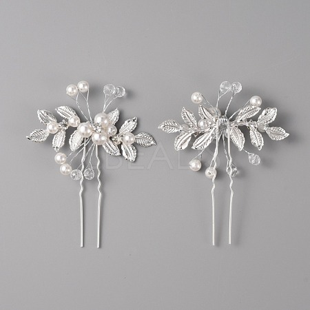 Wedding Bridal Alloy Rhinestone Hair Forks MRMJ-WH0012-28-1