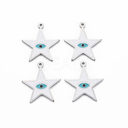 304 Stainless Steel Enamel Pendants STAS-S117-027-1