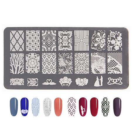 Lace Flower Stainless Steel Nail Art Stamping Plates X-MRMJ-L003-C06-1