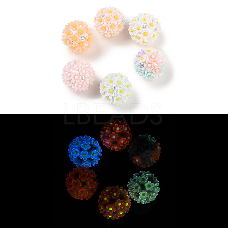 Luminous Polymer Clay Rhinestone Beads CLAY-H003-04-1