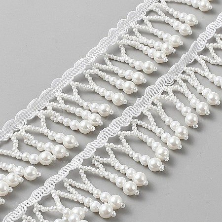 Plastic and Polyester Beaded Trim OCOR-WH0082-501-1