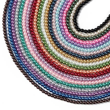 20 Colors Glass Pearl Beads Strands HY-X0011-8mm-01-1