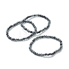 Natural Snowflake Obsidian Beaded Stretch Bracelets BJEW-D446-A-45-1