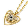 Brass Pave Clear & Blue Cubic Zirconia Peach Heart Pendant Necklaces for Women NJEW-Q346-04G-01-1